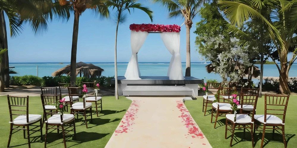 Coyaba Lawn oceanfront wedding ceremony setup at Zoëtry Montego Bay Jamaica